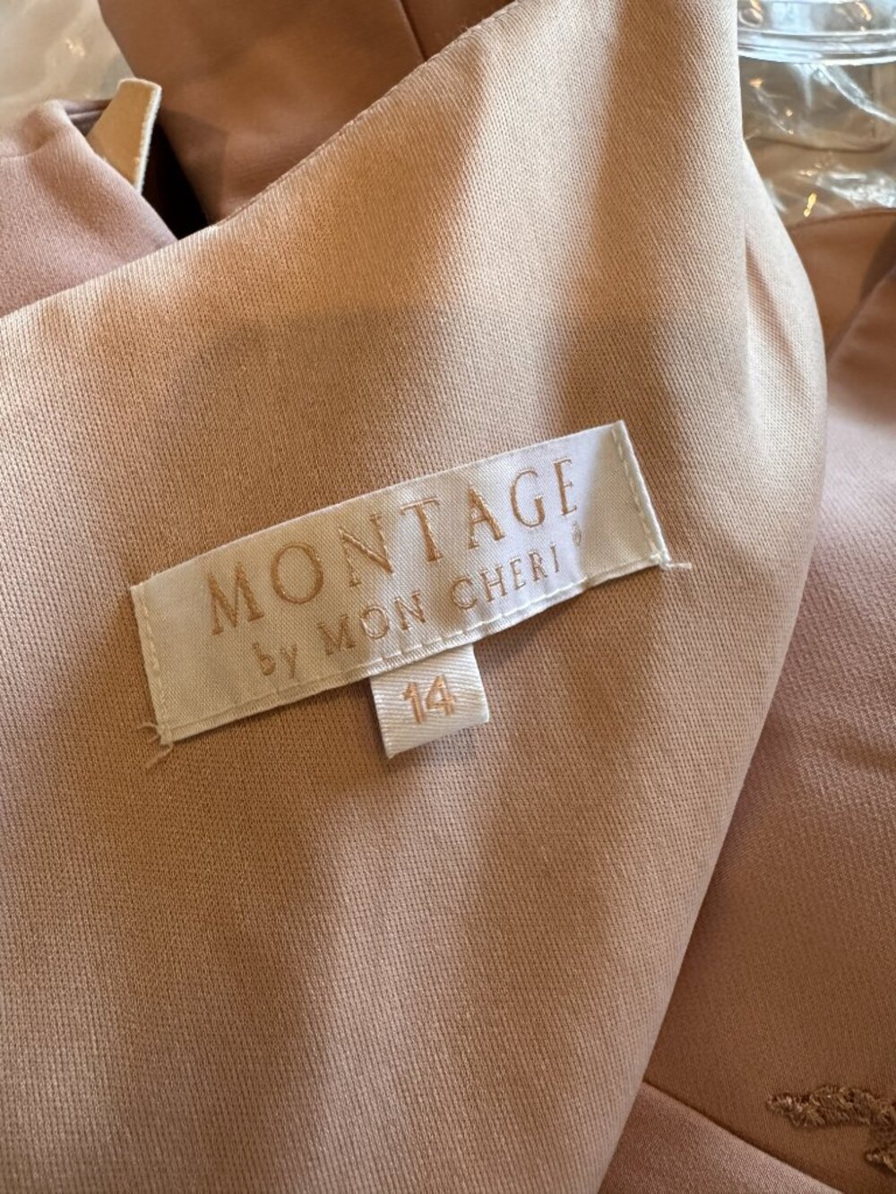 Montage by Mon Cheri Asymmetrical Neckline Ruffle Side Dress, size 14, Rose - Picture 6 of 15